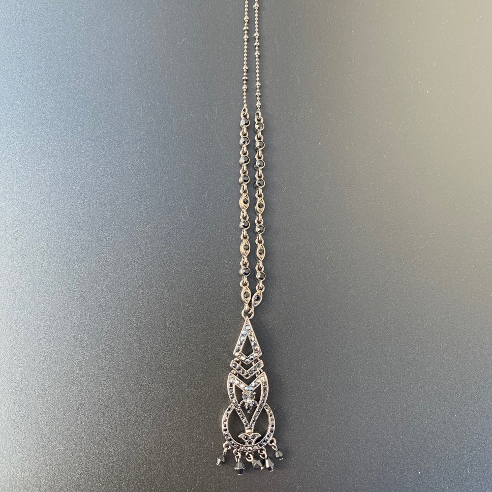 Silver long chain necklace